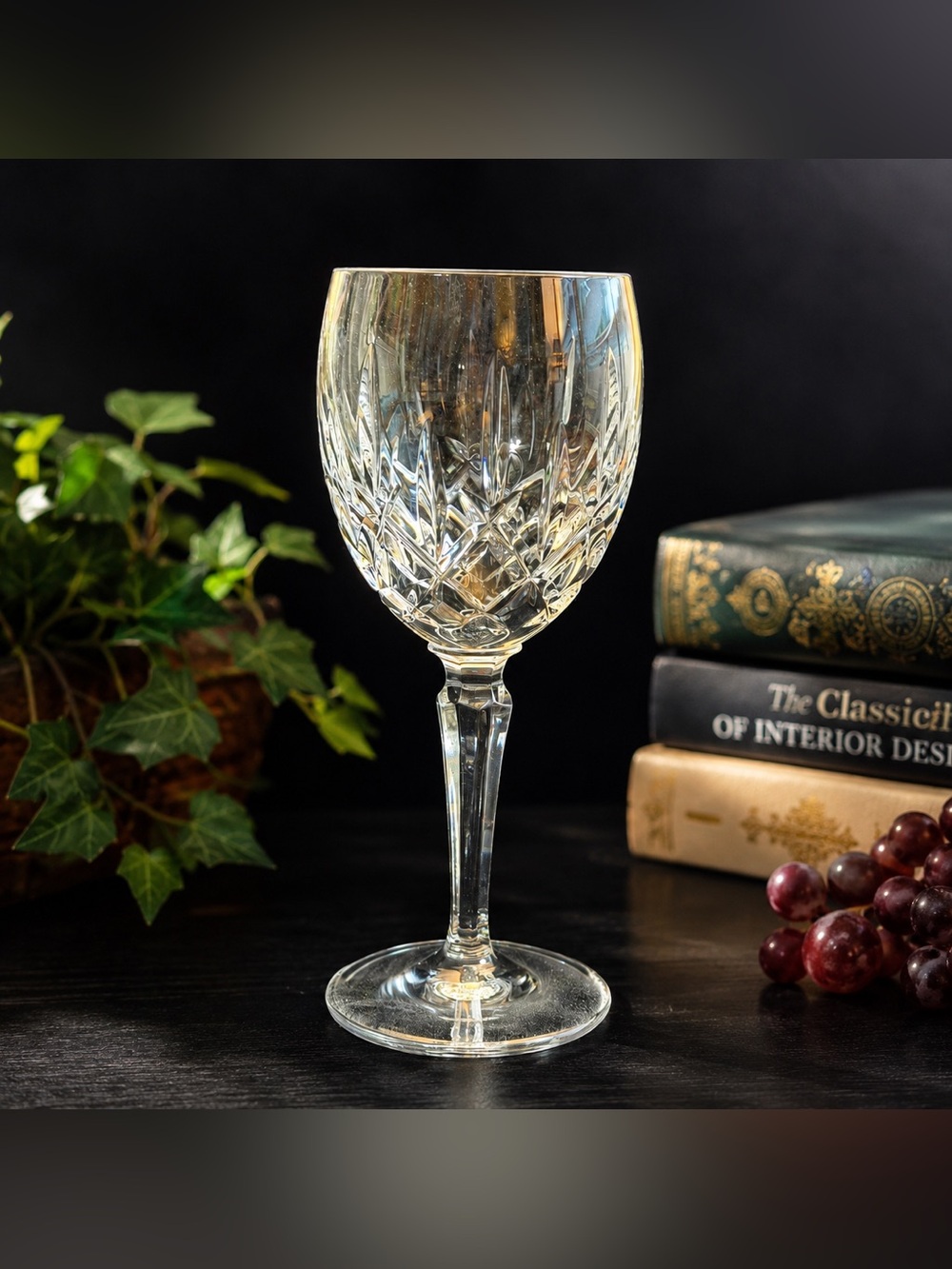 Vintage Cut Crystal Wine Goblet Faceted Stem Single Replacement Glass 7.5"